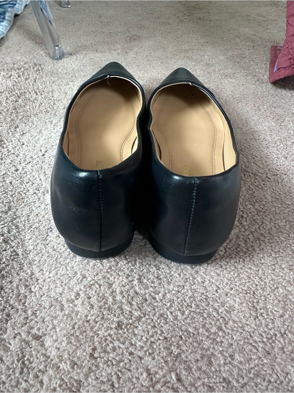 Fauxleather Pointed Toe Ballet Flats - Black - Worn Once - Picture 4 of 4
